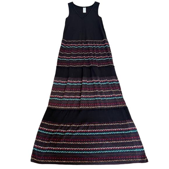 Free People Tiered Maxi Dress Pom Trim Striped Sleeveless Dress Small - Picture 4 of 11